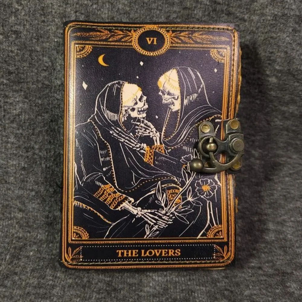 Book of Spells Leather Journal Deckle Edge Paper Skull Lover Antique Vintage
